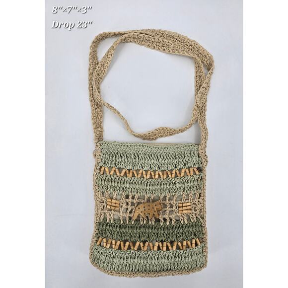 St. John's Bay Handbags - St. John’s Bay 90s Woven Straw Crossbody Bag with Beaded Accents